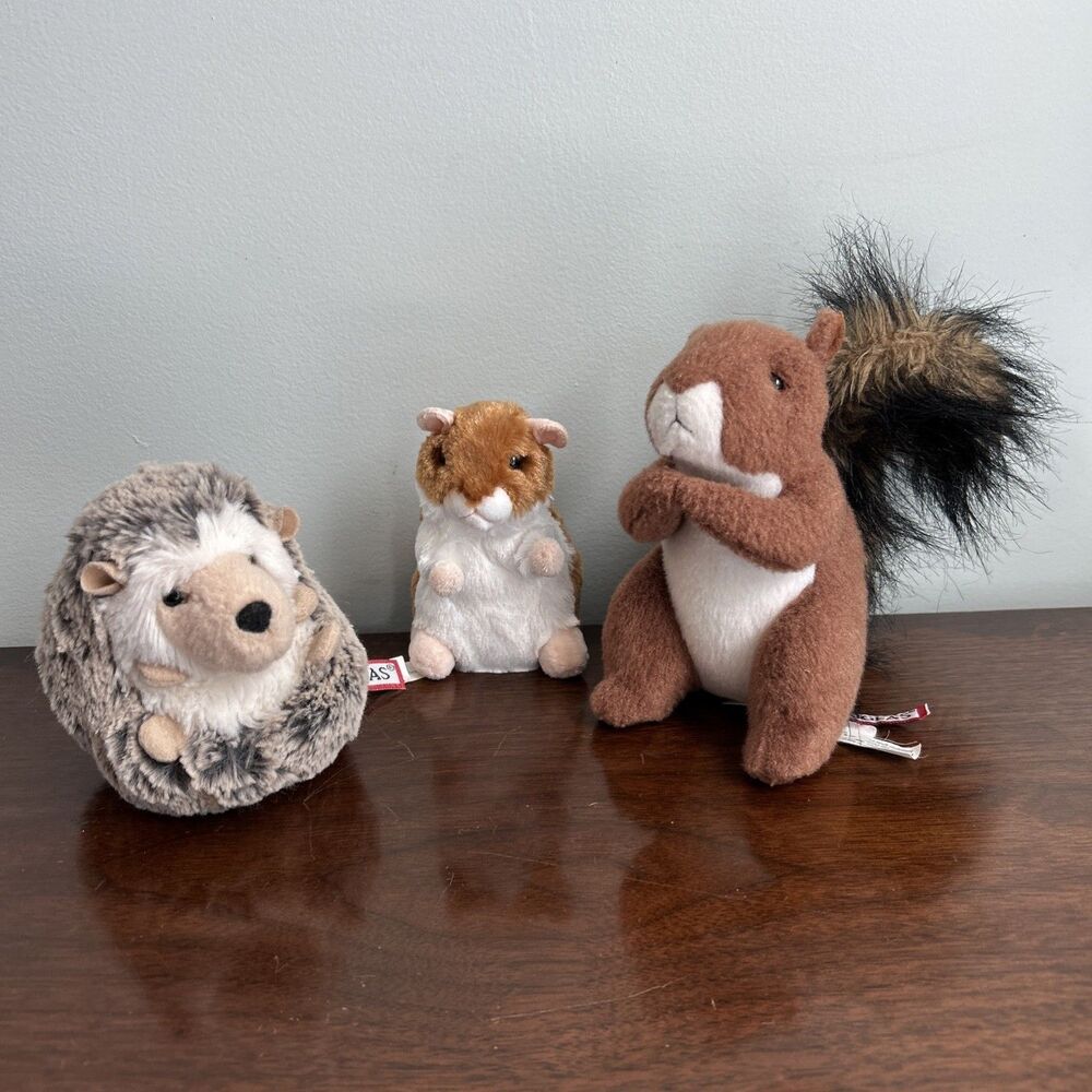 Lot of 3 Douglas Woodland Plush Brushy Hamster Hedgehog Roadie Squirrel